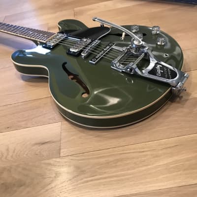 2020 Chris Cornell-Style Gibson ES-335 Olive Drab Modified ES335 Lollar Lollartron Bigsby Tron w/OHSC 8.5 LBS image 6