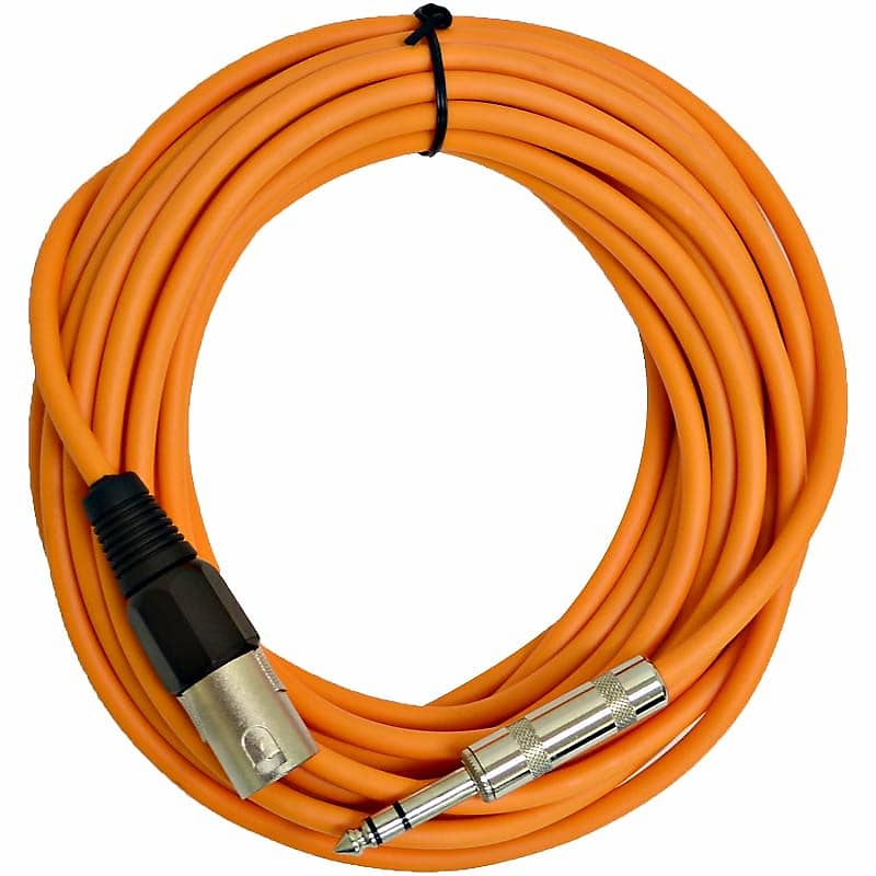 SEISMIC AUDIO - 25 Foot Orange XLR Male to 1/4" TRS Patch Cable Snake Cords -NEW image 1