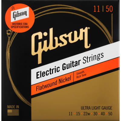 Gibson G-FW11 Flatwound Electric Guitar Strings (011-.050) for sale