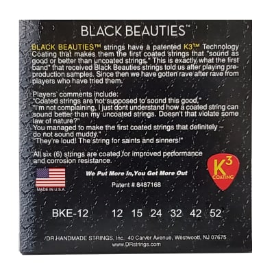 DR Strings Black Beauties Black Colored Electric Guitar Strings: Extra Heavy 12-52 image 4