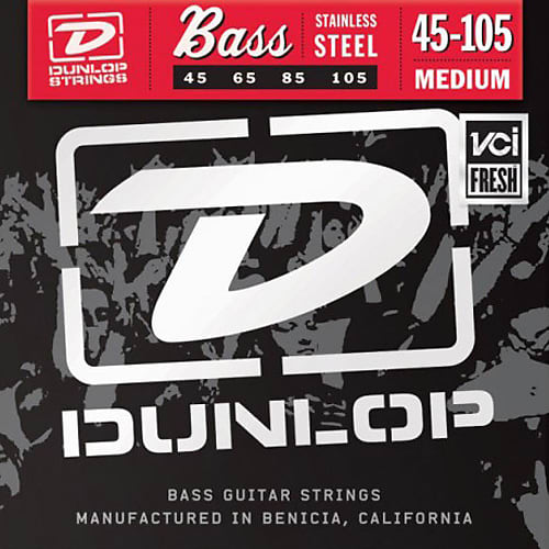 Dunlop - DBS45105 - Medium Stainless Steel Bass Guitar 4 String Set, .045-.105 image 1