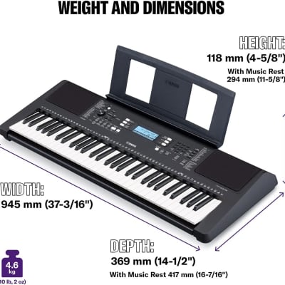 Yamaha PSR-E373 61-Key Portable Keyboard - Black image 4