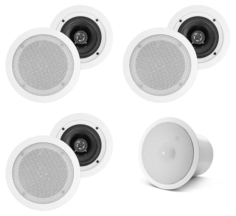 (6) HC55 5.25&quot; 300 Watt White In-Ceiling Home Theater Speakers+JBL Subwoofers  			