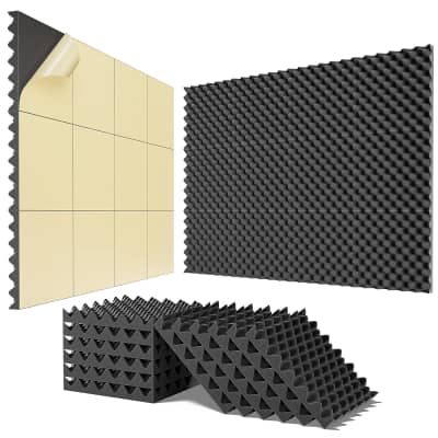 6 Pack Egg Crate Foam Cushion 2 Thick 12W x12L Acoustic Panels Sound Proof  Foam Padding
