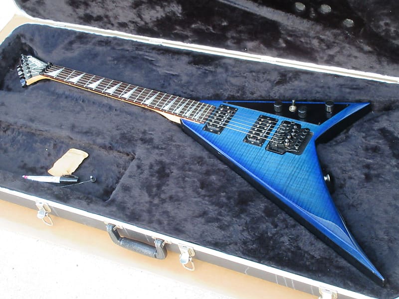 Jackson Randy Rhoads Flying V Blue Burst Flametop Guitar