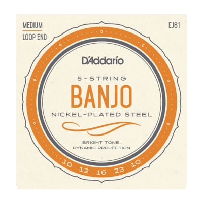D'Addario EJ61 5-String Banjo Strings, Nickel, Medium 10-23 image 1