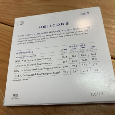 D'Addario Helicore Cello String Set 1/2 Scale H510 1/2M image 2