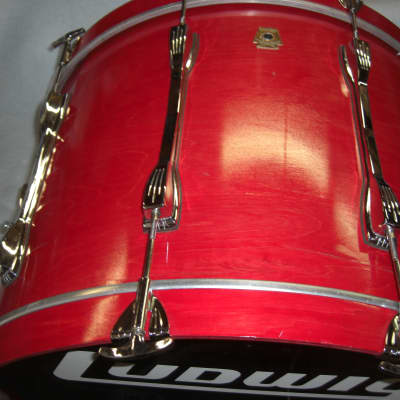 Ludwig Classic Maple 90s Flame Red Shadow Bass Drum 24X16, looks and sounds Great! image 15