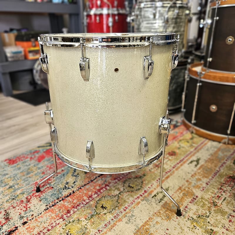 Ludwig 18x16" 3ply Floor Tom in Silver Sparkle 1970s Reverb
