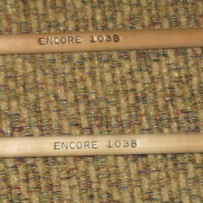 ONE pair new old stock (with packaging) Encore Mallets by Dan Lidster 103B, Oval Hard Rubber Black HEAD (unwound) / Birch Dowel HANDLES, from around 2019, made in USA image 2