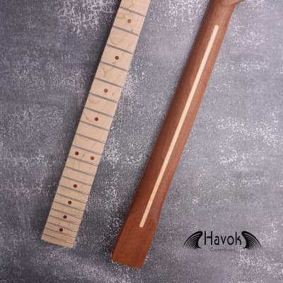 Mahogany T Style Neck, Flame Maple Board, Stainless Steel Frets, T-Type Guitar, 22 Medium Jumbo Jescar Frets, T-Style Vintage Guitar Part And Replacement image 2