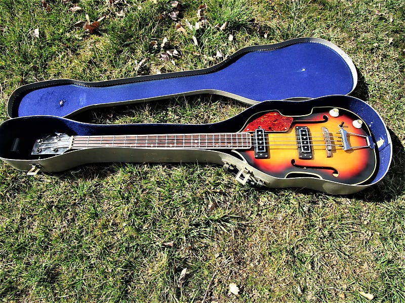 Beatle Bass Copy, 1960's, Japan, Scroll Headstock, Sunburst, Case