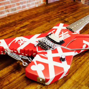 EVH Striped Series Shark Red with White Stripes image 3