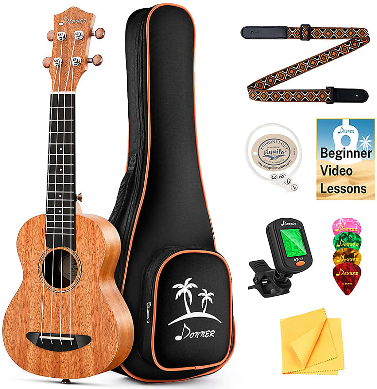 Donner Soprano Ukulele Beginner Kit Mahogany 21 inch DUS1 Reverb
