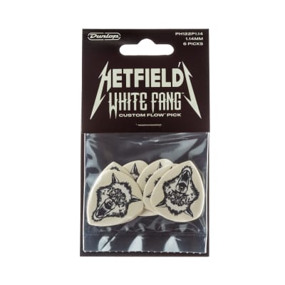 Dunlop PH122P114 James Hetfield White Fang Custom Flow 1.14mm Guitar Picks (6-Pack) - White image 1