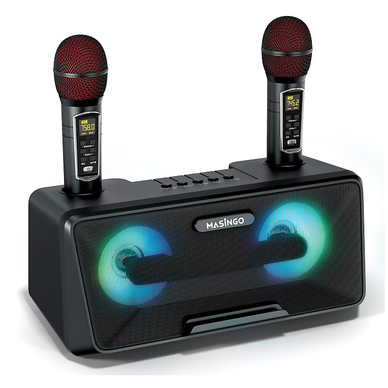 Karaoke Machine with 2 Wireless Microphones Bluetooth Speaker