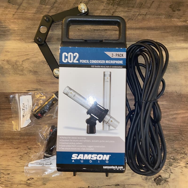 Samson CO2 Condensor Microphone Stereo Pair Inc Stereo Bar Reverb