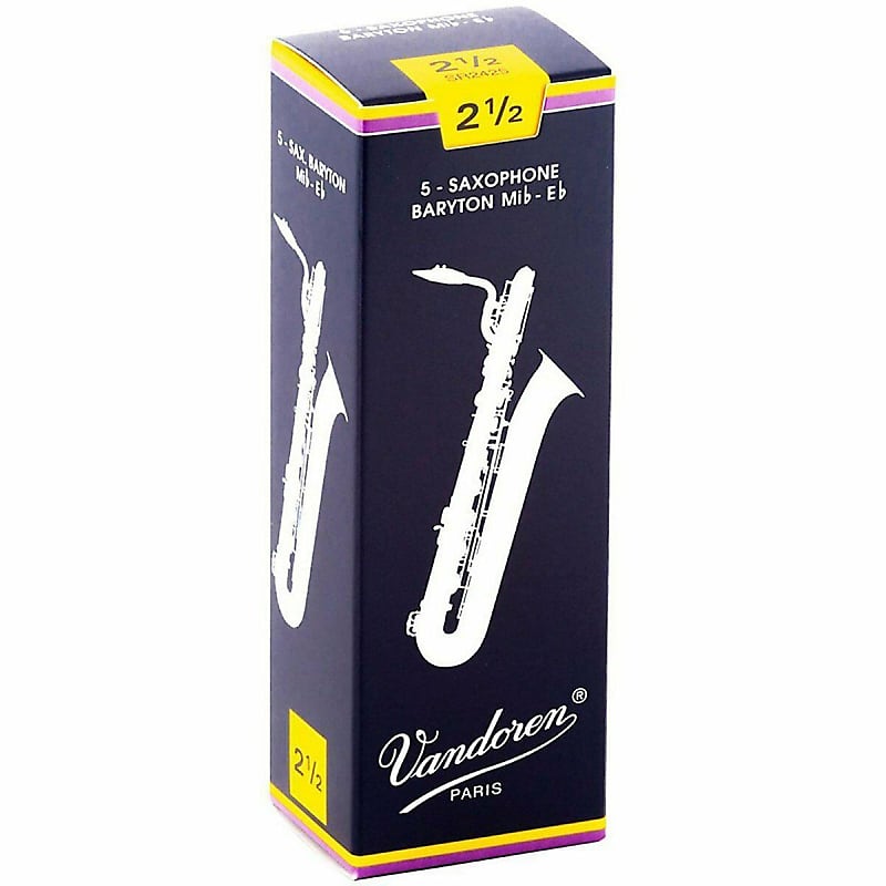 Vandoren SR2425 Baritone Sax 2.5 Strength Traditional Saxophone Reeds Box of 5 image 1
