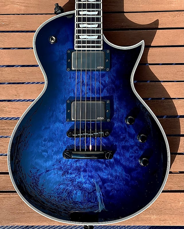 ESP EII Eclipse Reindeer Blue Quilted Maple Top Electric Guitar & Case  *Demo Video Inside* Japan