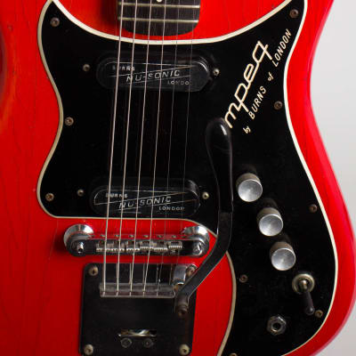 Burns  Ampeg Nu-Sonic Solid Body Electric Guitar (1964), ser. #8285, hard shell case. image 13