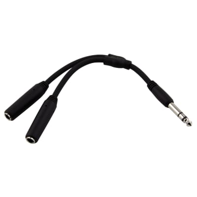 Pig Hog Solutions - 6" Y Cable, Stereo 1/4"(M)-Dual Stereo 1/4"(F), Splitter for headphones, etc. image 1