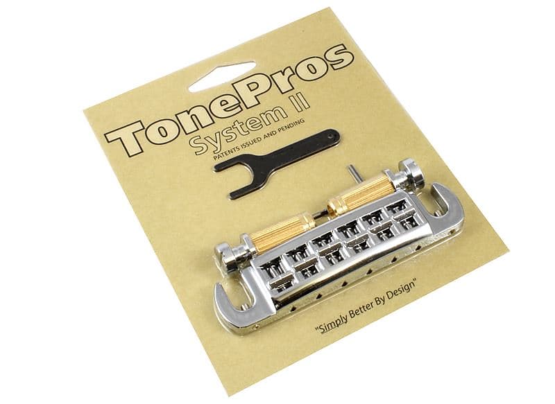 TonePros Chrome AVT2G Locking Wraparound Bridge for Gibson® Guitar GB-2578-010 image 1