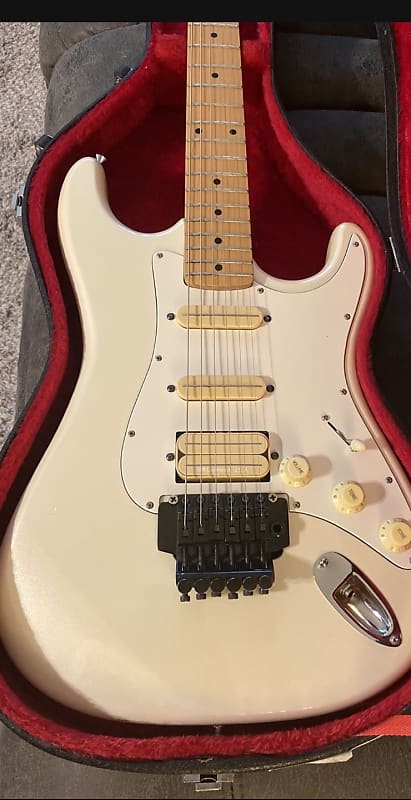 1988 Epiphone S400PW Pearl White superstrat with upgraded USA | Reverb