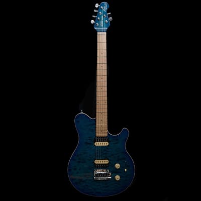 Music Man Axis Super Sport MHS Electric Guitar Balboa Blue Burst Quilt image 2
