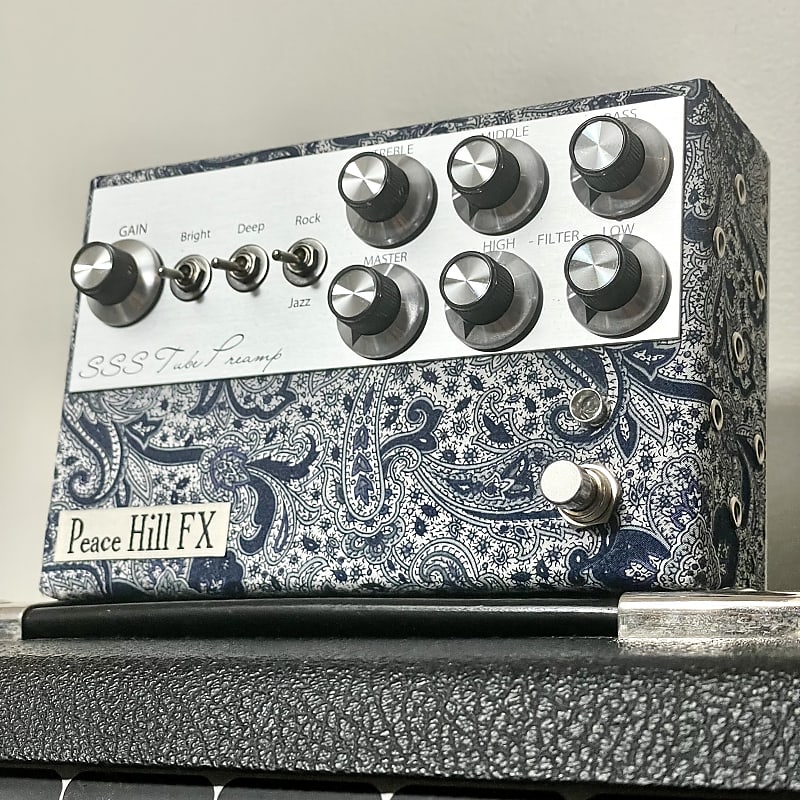 Peace Hill FX SSS Tube Preamp w/ Footswitch - Blue/White Paisley”Authorized  Dealer” | Reverb