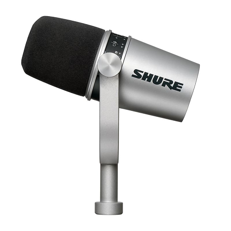 Shure MV7 Dynamic Unidirectional Dual XLR/USB Podcasting Microphone, Silver image 1