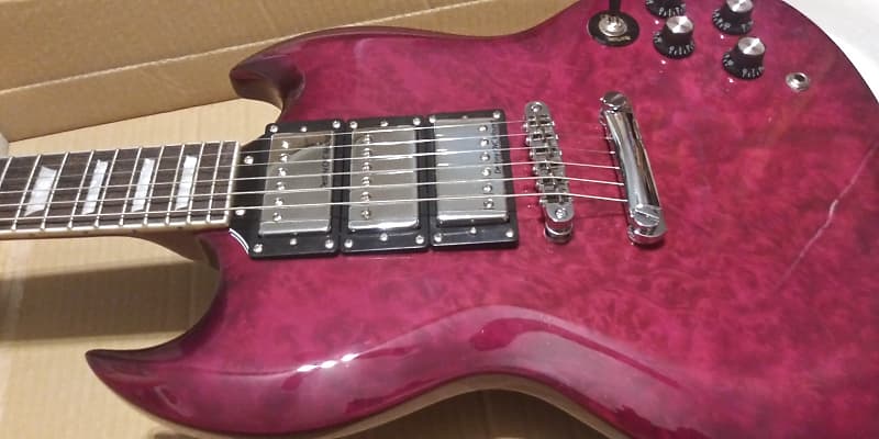 SG Electric Guitar.Purple Burl Top SG Style Electric Guitar Custom. Firefly SG image 1