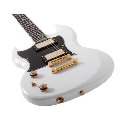 Schecter ZV-H6LLYW66D LH 6-String Left-Handed Electric Guitar with Mahogany Body and Ebony Fingerboard (Gloss White) image 5