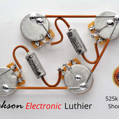 Les Paul Wiring Harness  Custom by JEL - 525k CTS SHORT Shaft - PIO Vitamin Q  .022 uF Caps image 5