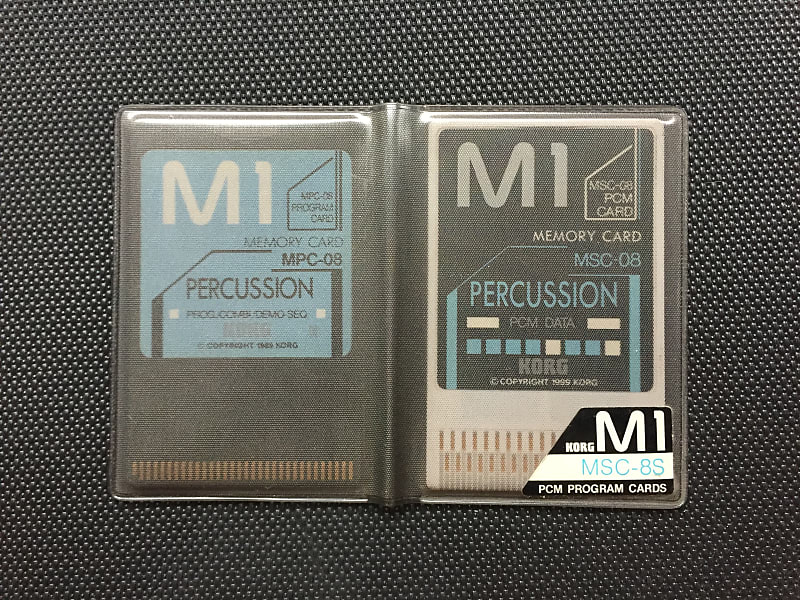 Korg M1 ROM Waveform + Data Voice Cards // MSC-8S (MSC-08 + MPC-08) Percussion // With Etui + Chart image 1