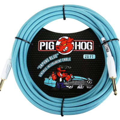 Pig Hog PCH20DB Vintage Series 1/4" TS Instrument/Guitar Cable - 20' - Daphne Blue image 1