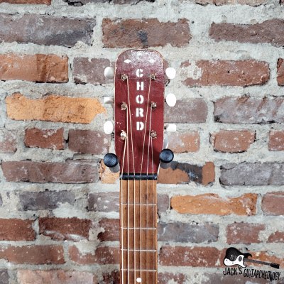 Chord Parlor Acoustic Guitar w/ Goldfoil Pickup & Rubber Bridge (1960s, Cherryburst) image 7