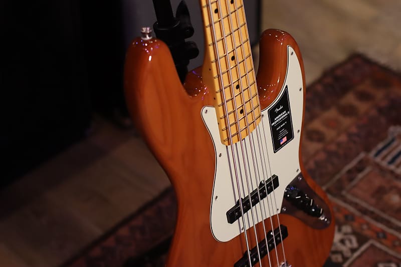 Fender American Professional II Jazz Bass V with Maple Fretboard 2020 - Present - Roasted Pine image 1