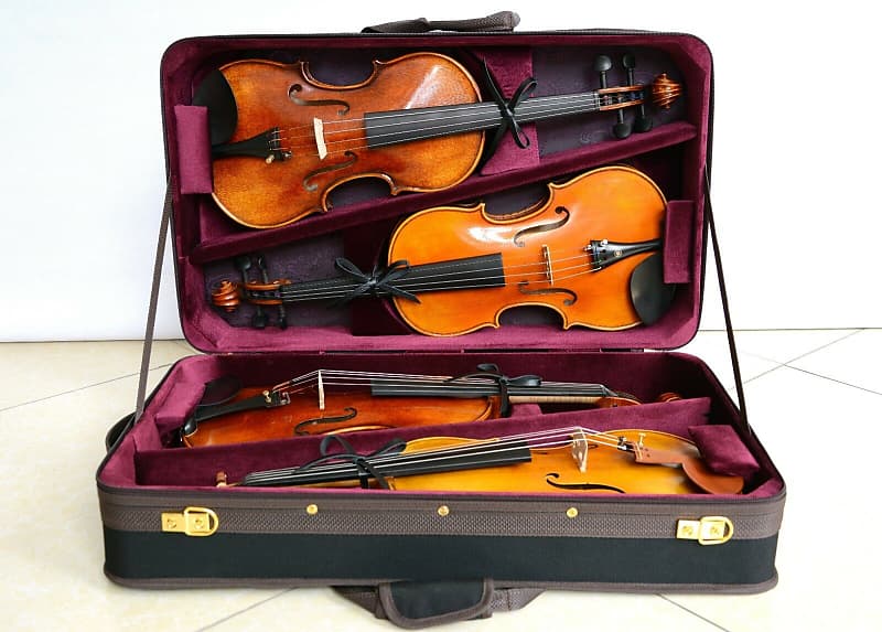 High Quality Pro Wooden Violin Case for 4 Piece Violins Red