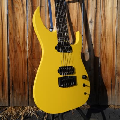 Schecter USA CUSTOM SHOP Keith Merrow KM-7 Stage Yellow Satin 7-String Electric Guitar w/ Case (2024) image 9