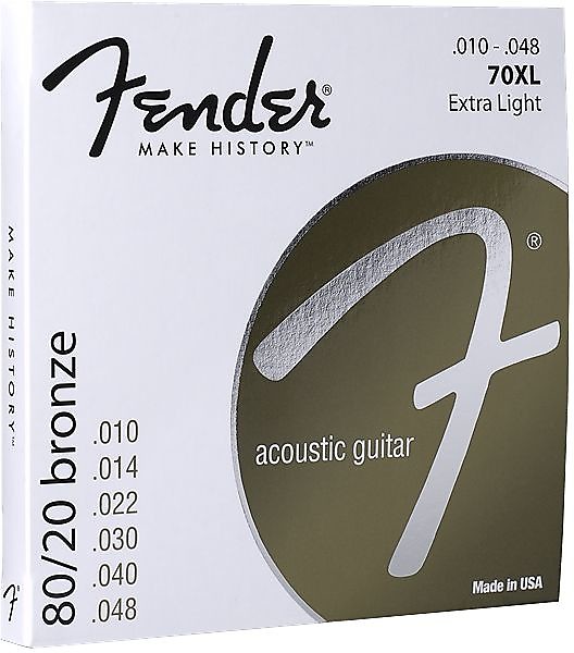 Fender 80/20 Bronze Acoustic Strings, Ball End, 70XL .010-.048 Gauges, (6) 2016 image 1