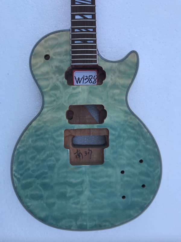 Semi Finished Quilted Maple Top Les Paul Style Guitar Body with Mahogany Neck image 1