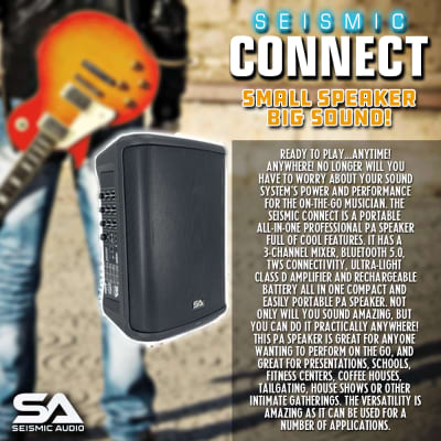 Seismic Connect - Powered 8 Inch Portable 2-Way Compact PA Speaker with Rechargeable Battery - All-In-One PA System image 9