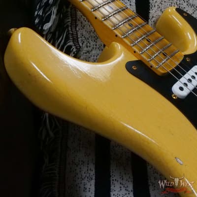 Fender Custom Shop Limited Edition 70th Anniversary 1954 Stratocaster Hardtail Relic Nocaster Blonde with Black Pickguard & Gold Hardware 6.90 LBS image 9