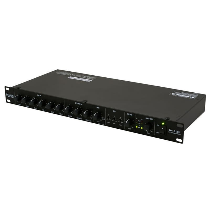 DENON DN-312X 12 Channel 1U Rackmount Mixer with Priority | Reverb