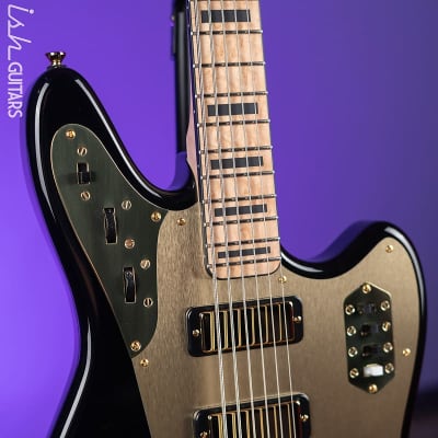 Bilt Relevator Bass VI 6-String Bass Guitar Black w/ Gold Plates image 3