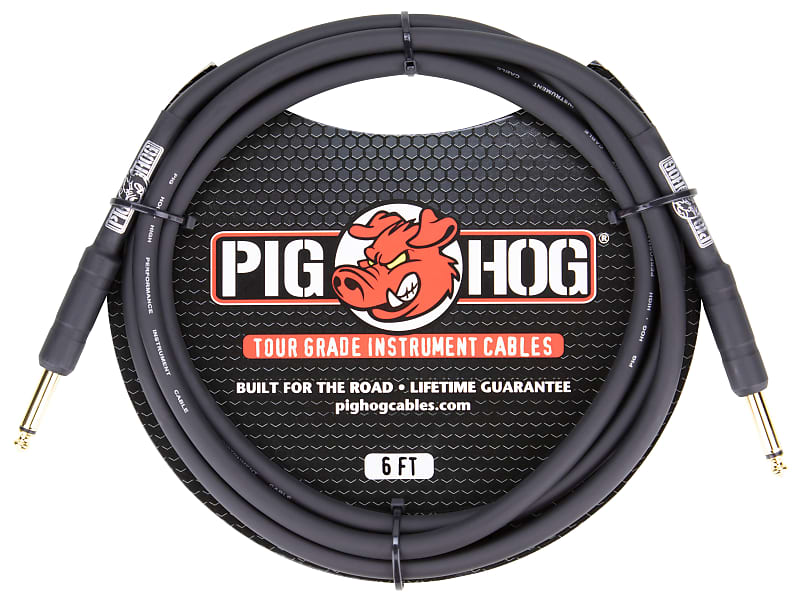 Pig Hog Tour Grade 6 ft Instrument Cable 1/4 Inch to 1/4 Inch Straight Connectors - PH6R image 1