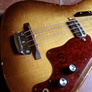 Vintage Kay 60s Electric Bass Guitar Sunburst w/Speedbump Pickup, 1960's Harmony 5930 5935 VIDEO image 3