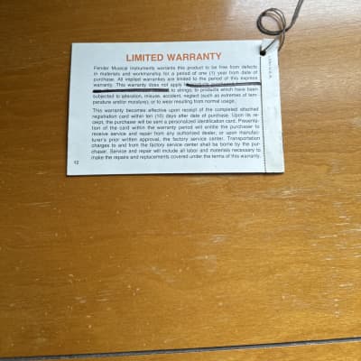 Fender Telecaster Deluxe Hang Tag Warranty Card Vintage 1970’s image 2