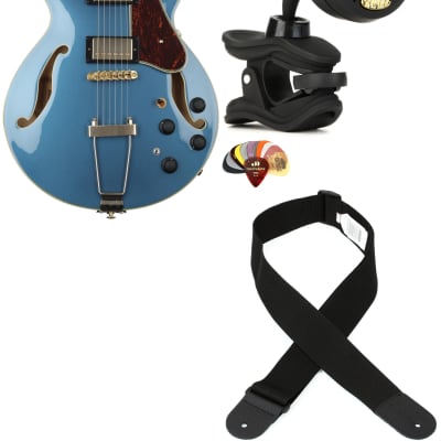 Ibanez Artcore Expressionist AMH90 Hollowbody Electric Guitar - Prussian Blue Metallic  Bundle with Snark ST-8 Super Tight Chromatic Tuner... (4 Items) for sale