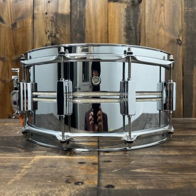 Pearl Sensitone Duoluxe DUX1465BR/405 Chrome over Brass « Snare drum